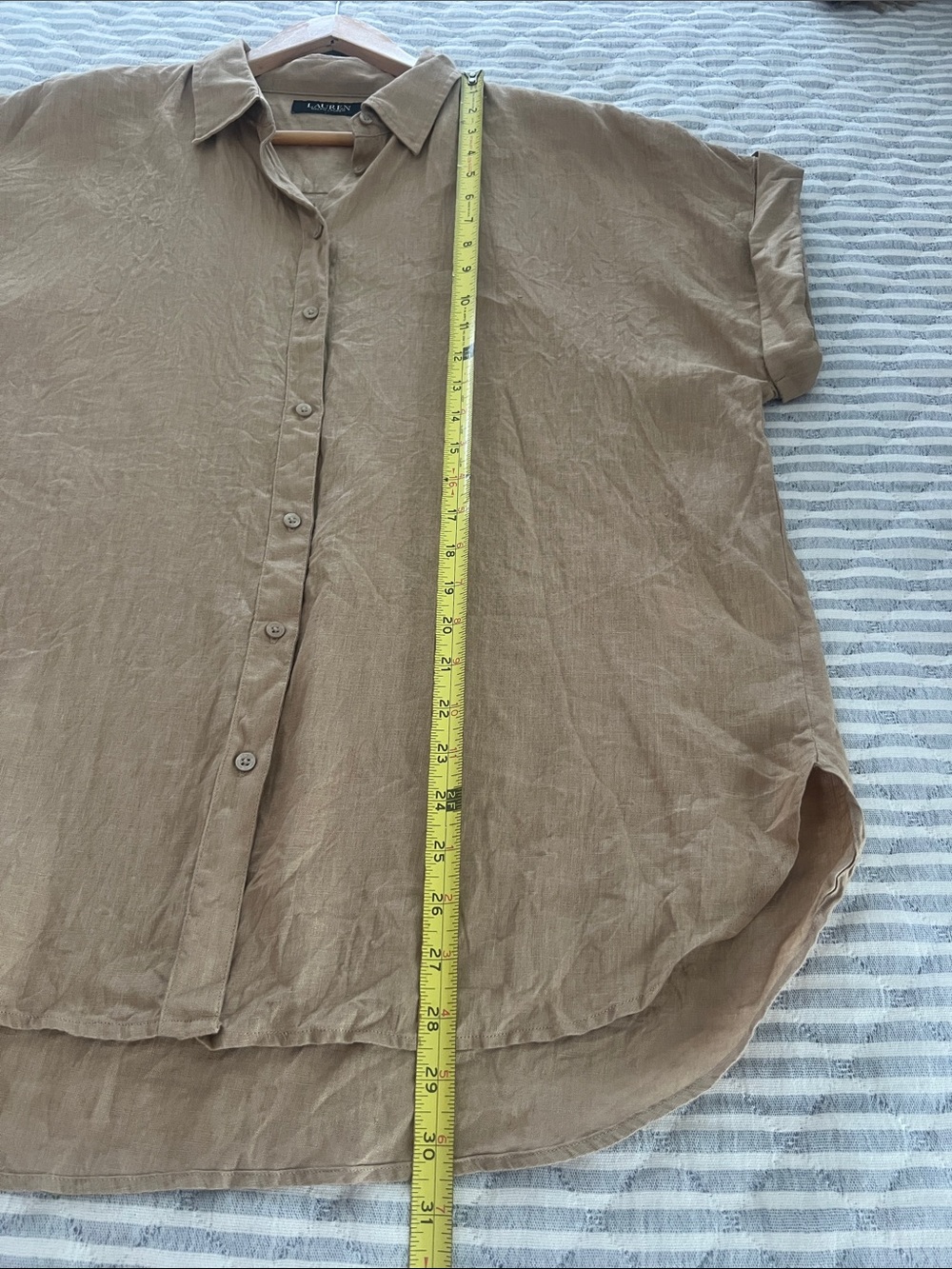 Lauren Ralph Lauren 100% Linen Coastal Dolman Short Sleeve Button Down XL - Picture 10 of 10